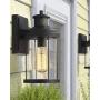 Zeyu Outdoor Wall Light, Exterior Wall Sconce with Dusk to Dawn and Motion Sensor, Black Finish with Clear Glass Shade, ZW07B-SE BK