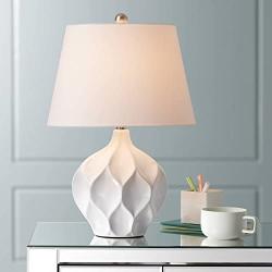 Dobbs Modern Accent Table Lamp White Ceramic Tapered Drum Shade for Living Room Bedroom Bedside Nightstand Office Family - 360 Lighting
