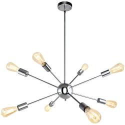 Sputnik Chandeliers 8 Lights Modern Pendant Lighting Nickel Industrial Vintage Ceiling Light Fixtures for Kitchen Dining Room Bedroom