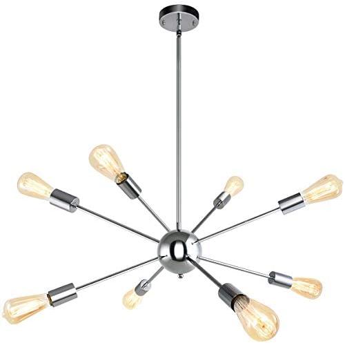 Sputnik Chandeliers 8 Lights Modern Pendant Lighting Nickel Industrial Vintage Ceiling Light Fixtures for Kitchen Dining Room Bedroom