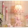 LITFAD Modern Bedside Table Lamp Girl Bedroom Unicorn Desk Light Resin 1 Light Animal Pink LED Reading Lamp with Plug in Cord for Bedroom Kids Room Office - Triangle