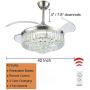 BDenise 42 Inch Crystal Chandelier Ceiling Fan with Light and Remote Control, Modern Silent Retractable Blades Fans Lighting with 3 Lights Level and 3 Speeds for Dining /Living Room