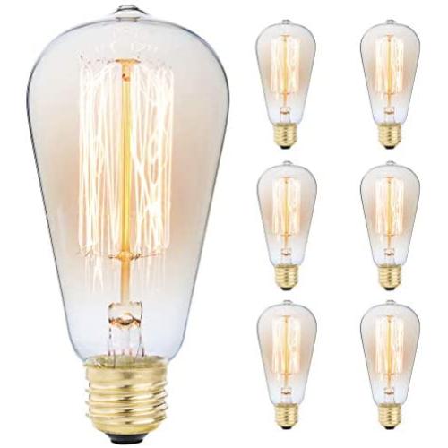 6-Pack Edison Light Bulb, Antique Vintage Style Light, Amber Warm, Dimmable (60w/110v) 6-Pack Edison Light Bulb, Antique Vintage Style Light, Amber Warm, Dimmable (60w/110v)