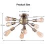 Vintage Semi Flush Mount Ceiling Light with 8 UL Sockets, Elibbren E26 Base Modern Antique Bronze Sputnik Industrial Ceiling Lamp Fixture for Kitchen Dining Room Bedroom Study Living Room