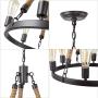 GEPOW Farmhouse Chandeliers, Vintage Rope Round Pendant Chandelier Hanging Light Fixture for Dining Room Foyer, Living Room, Bedroom and Kitchen Island