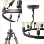 GEPOW Farmhouse Chandeliers, Vintage Rope Round Pendant Chandelier Hanging Light Fixture for Dining Room Foyer, Living Room, Bedroom and Kitchen Island