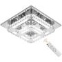 Modern Crystal Ceiling Light with Dimmable Remote Control, Stainless Steel Luxury Flush Mount LED Chandeliers Ceiling Light Fixture, Ideal for Dining Room, Bedroom, Hallway, Living Room
