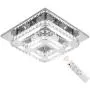 Modern Crystal Ceiling Light with Dimmable Remote Control, Stainless Steel Luxury Flush Mount LED Chandeliers Ceiling Light Fixture, Ideal for Dining Room, Bedroom, Hallway, Living Room