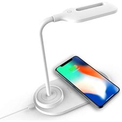 LED Desk Lamp with Wireless Charger, Eye-Caring Table Lamps, 3 Brightness Level Dimmable Table Lights,3 Color Light, Wireless Charging Desk Light Flexible Rotation Touch Control Night Light for Kids …