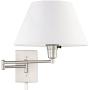 Kira Home Cambridge 13'' Swing Arm Wall Lamp - Plug in/Wall Mount + White Fabric Shade, 150W 3-Way + Cord Covers, Satin Nickel Finish Kira Home Cambridge 13'' Swing Arm Wall Lamp - Plug in/Wall Mount + White Fabric Shade, 150W 3-Way + Cord Covers, Satin Nickel Finish