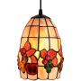 LITFAD Tiffany LED Pendant Lighting Fruit Pattern Shell Bell Shade One Light Mini Pendant Lamp Ceiling Hanging Light for Dining Room Restaurant Coffee Shop Bar