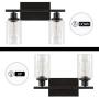 2-Lights Vanity Light Fixture , Bathroom Black Wall Sconces,Indoor Wall Lighting Living Room,Modern Industrial Wall Sconce with Clear Glass Shade and Metal Base for Bedroom Living Room