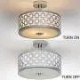 Popity Home 15 Modern Chrome Semi Flush Mount Ceiling Light,Drum Shade Ceiling Light Fixture for Kitchen,Foyer,Living Room,Bathroom,Dining Room,Hallway