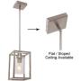 VINLUZ One Light Chandeliers Fixture Brushed Nickel Modern Pendant Kitchen Lighting with Clear Glass Shade Dining Room Lighting Fixtures Hanging Contemporary Lamp Semi Flush Mount Ceiling Lights