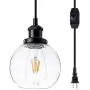 Larootsi Vintage Plug in Wall Lamp Industrial Wall Sconce Light Dimmable with Clear Glass Globe Adjustable Hanging for Indoor Lighting Living Room Dining Room Bedroom Hallway