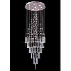 Saint Mossi Modern K9 Crystal Raindrop Chandelier Lighting Flush Mount LED Ceiling Light Fixture Pendant Lamp for Dining Room Bathroom Bedroom Livingroom 8 x GU10 Bulbs Required H69'' X D23''