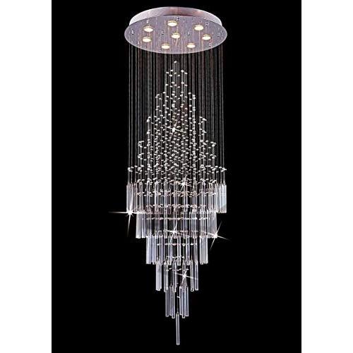 Saint Mossi Modern K9 Crystal Raindrop Chandelier Lighting Flush Mount LED Ceiling Light Fixture Pendant Lamp for Dining Room Bathroom Bedroom Livingroom 8 x GU10 Bulbs Required H69'' X D23''