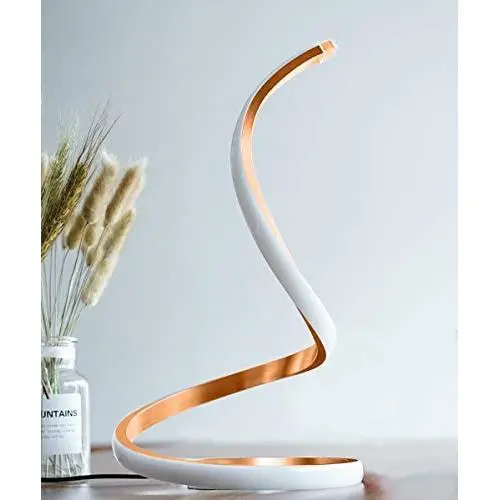 Spiral LED Table Lamp, Modern 3 Colors Dimmable Desk Lamp with Minimalist Lighting Design & Touch Controller, Creative Stylish Smart Lamp for Bedroom, Office, Home (Gold)