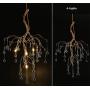LAKIQ Modern Crystal Chandelier Light Gold Metal Twig Hanging Pendant Lighting Fixture Teardrop-Shaped Modern Linear Crystal Chandelier Elegant Style for Dining Table Living Room Kitchen (4 Lights)