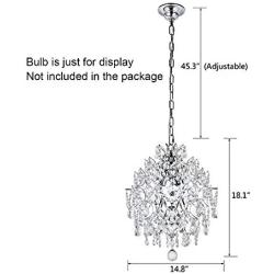 A1A9 Modern Crystal Chandelier Lighting Fixture, 3 Light Crystal Raindrop Lampshades Ceiling Light, Chrome Hanging Pendant Lights for Dining Room Bedroom Living Room Entryway Size: D15 x H18