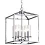 Maxax 4-Lights Lantern Chandelier Square Dining Room Light Fixture Hanging with Adjustable Hanging Height for Dining Living Room Foyer Office, Chrome Finish