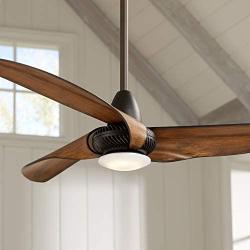 56'' Sleuth Modern Ceiling Fan with Light LED Dimmable Oil Rubbed Bronze Frosted Glass for Bedroom Living Room Kitchen Dining - Casa Vieja