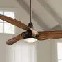 56'' Sleuth Modern Ceiling Fan with Light LED Dimmable Oil Rubbed Bronze Frosted Glass for Bedroom Living Room Kitchen Dining - Casa Vieja