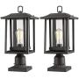 Beionxii Outdoor Post Light Fixture, Set of 2 Large Exterior Post Lantern with 3-Inch Pier Mount Base, Sand Textured Black with Clear Glass(9''W x 16.75''H) - A197P-2PK