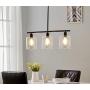 LeeZM Rustic Industrial Chandeliers Modern 3-Light Glass Shades Pendant Lighting Vintage Farmhouse Adjustable Wire Ceiling Light Hanging Lamp For Dining Rooms Bedrooms Living Room Kitchen Island Black