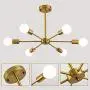 Modern Sputnik Chandelier 6 Lights Semi Flush Mount Ceiling Pendant Lighting Mid Century Industrial Gold Brushed Brass Light Fixture for Kitchen Living Room Dining Room Restaurant Modern Sputnik Chandelier 6 Lights Semi Flush Mount Ceiling Pendant Lighting Mid Century Industrial Gold Brushed Brass Light Fixture for Kitchen Living Room Dining Room Restaurant