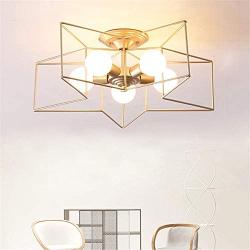 KWOKING Lighting 5 Lights Creative Flush Mount Ceiling Light Minimalist Industrial Star Ceiling Light Fixture Modern Decoration for Children Room, Hallway,Living Room Gold