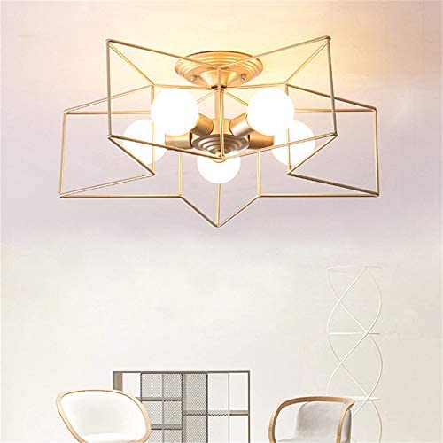 KWOKING Lighting 5 Lights Creative Flush Mount Ceiling Light Minimalist Industrial Star Ceiling Light Fixture Modern Decoration for Children Room, Hallway,Living Room Gold