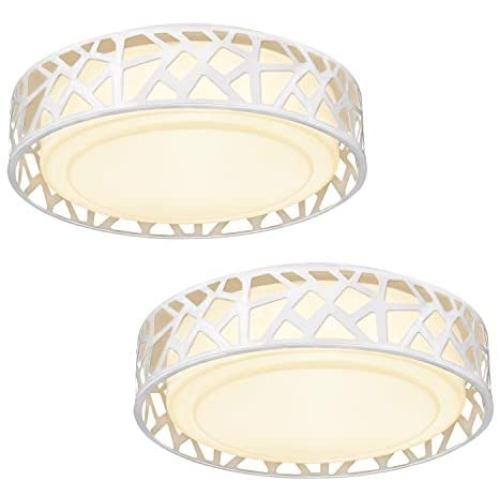 Light Fixtures Ceiling 2 Pack, VICNIE 12 inch 15W 1100 Lumens Flush Mount Lights, Dimmable 3000K Warm White, ETL Listed for Kitchen, Hallway, Bedroom, Stairways (Metal Body and Acrylic Shade)
