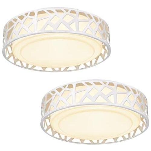 Light Fixtures Ceiling 2 Pack, VICNIE 12 inch 15W 1100 Lumens Flush Mount Lights, Dimmable 3000K Warm White, ETL Listed for Kitchen, Hallway, Bedroom, Stairways (Metal Body and Acrylic Shade)