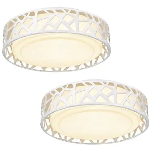 Light Fixtures Ceiling 2 Pack, VICNIE 12 inch 15W 1100 Lumens Flush Mount Lights, Dimmable 3000K Warm White, ETL Listed for Kitchen, Hallway, Bedroom, Stairways (Metal Body and Acrylic Shade)