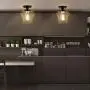 Semi Flush Mount Ceiling Light, Industrial Flush Mount Light Fixture with Clear Glass Shade Ceiling Light Fixtures for Hallway, Entryway, Kitchen, Dining Room, Laundry Room (Black+Gold)