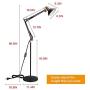 DLLT Modern Metal Floor Lamp, Flexible Swing Arms Reading Floor Lamp with Metal Shade, Adjustable Head Tall Industrial Standing Lamp for Living Room, Bedroom, Office, Study Room, E26 (Matte Black)