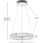 JONATHAN Y JYL7218A Reese 15.7'' Adjustable Integrated LED Metal/Crystal Chandelier Pendant Contemporary,Glam Dimmable, for Dining, Living Room, Kitchen, Commercial Office, Chrome/Clear