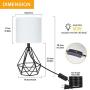 Depuley Modern Black Table lamp for Living Room, Metal Desk Lamp with Hollowed Out Base, 5W Bedside Nightstand Lamps with Fabric Shade for Bedroom, Office (E26 Bulb Incl.)