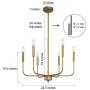 LOG BARN Gold Chandelier, Brass Chandelier, Modern Dining Room Lighting Fixtures for Sitting Room, Bedroom, 6-Light, 22.5” Dia