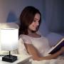 UL Approval Touch Control Table Lamp with USB and AC Outlet, SUPERDANNY 3-Way Dimmable Bedside Nightstand Lamp Modern Light, Desk Reading Lamp for Bedroom, Living Room, White, Set of 1