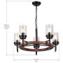 25'' Wood Round Ceiling Light Fixture, Rustic Farmhouse Chandeliers Pendant for Dining Rooms Rustic (25'' / 5 Lights)