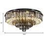 LITFAD Smoke Gray Crystal Flush-Mount Light Modern LED Bedroom Ceiling Light Modern Art Deco Chandelier Pendant Light for Dining Room Living Room Hotel - 19.5'' (50 cm) Wide
