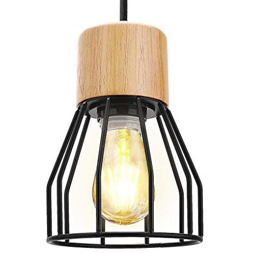 JACKYLED UL Industrial Pendant Light Wood Pattern Ceiling Light Fixtures Black Cage Pendant Lighting for Kitchen Island 1-Light Hanging Light Fixtures for Living Room Dining Room JACKYLED UL Industrial Pendant Light Wood Pattern Ceiling Light Fixtures Black Cage Pendant Lighting for Kitchen Island 1-Light Hanging Light Fixtures for Living Room Dining Room