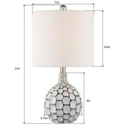 Maxax Modern Table Lamp Set of 2 Ball Ceramic Desk Lamp with White Fabric Shade for Living Room Family Bedroom Bedside