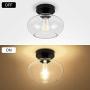 Industrial Semi Flush Mount Ceiling Light, 750 Lumen LED Bulb Included, Clear Glass Shade Ceiling Light Fixture, Farmhouse Light fixtures for Hallway Bedroom Cafe Bar Corridor Porch Passway