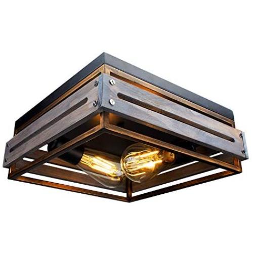 Farmhouse Ceiling Light 2 Lights Industrial Ceiling Light Farmhouse Light Fixtures Ceiling Vintage Rustic Lights Metal and Wood Square Lighting Fixture for Hallway Living Room Farmhouse Lighting Farmhouse Ceiling Light 2 Lights Industrial Ceiling Light Farmhouse Light Fixtures Ceiling Vintage Rustic Lights Metal and Wood Square Lighting Fixture for Hallway Living Room Farmhouse Lighting