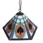 CraftThink Pendant Lighting LED Chandelier Light Antique Tiffany Art 18''W Geometric Shade Stained Glass with Poker Pattern 2 Lights Hanging Light for Dining Living Cafe Room Restaurant - TYP B