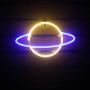 Wanxing Planet Neon Signs Led Neon Lights Cute Wall Night Signs Art Decorative for Room Home Decor Store Design Holiday Celebration Party USB/Battery Operated(Blue Yellow)