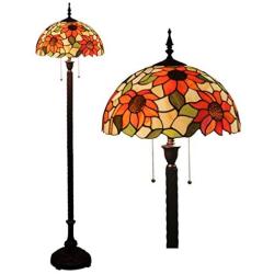 Tiffany Style Floor Lamps，Stained Glass Floor Lights, Width 16 Inch and High 63 Inch Reading Lamps for Living Room/Bedroom/Office, Zipper Switch，85V-265V (Design : 2)